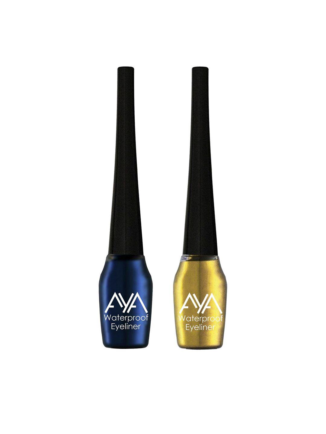 aya set of 2 blue and golden waterproof eyeliner 5ml each