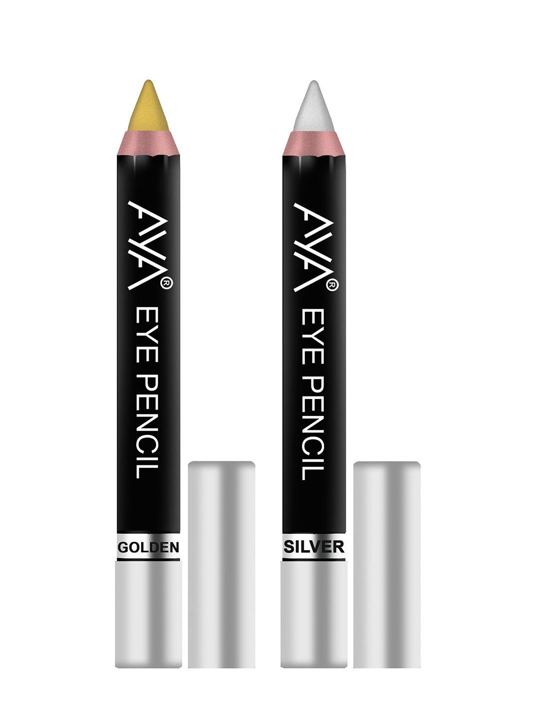 aya set of 2 eye liner kajal (golden and silver) - 2.8g each