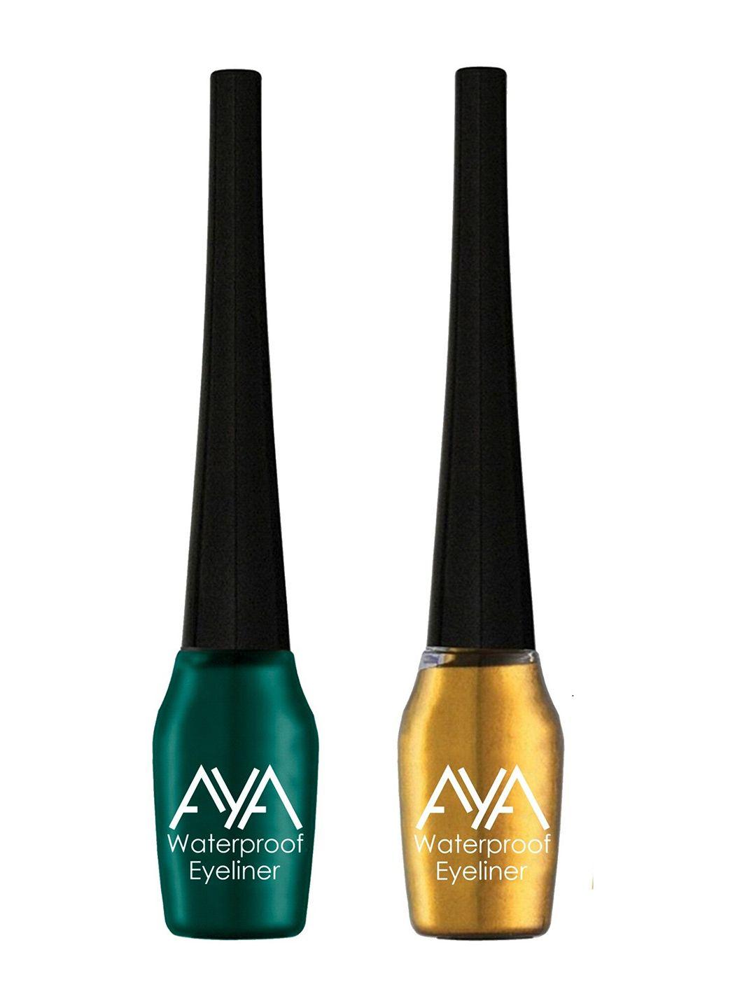 aya set of 2 green & golden waterproof liquid eyeliner - 5ml each