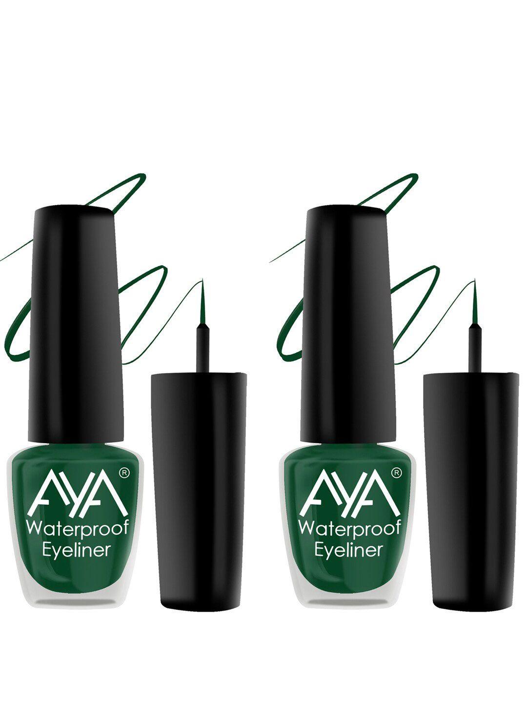 aya set of 2 long lasting 24 hrs & waterproof liquid eyeliner 5ml each - green