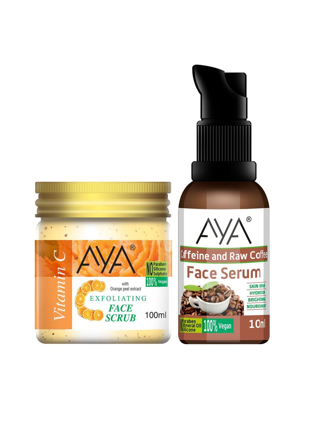 aya set of 2 orange face serum & face scrub