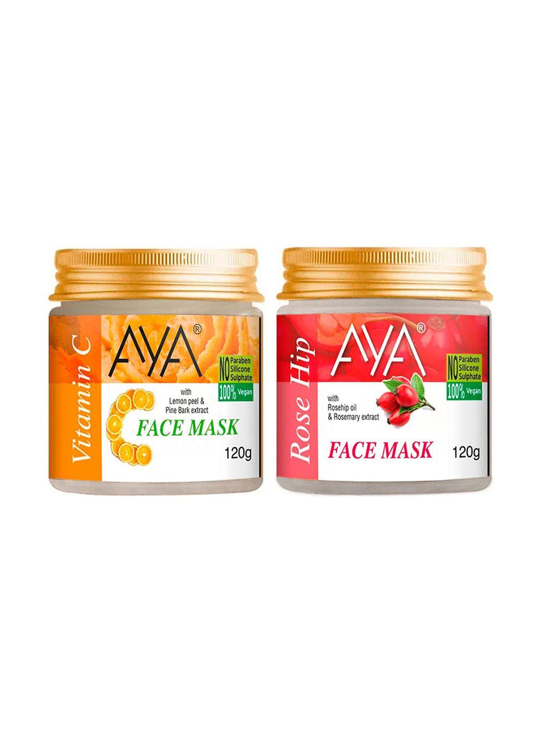 aya set of 2 paraben free face masks - vitamin c & rose hip - 120g each