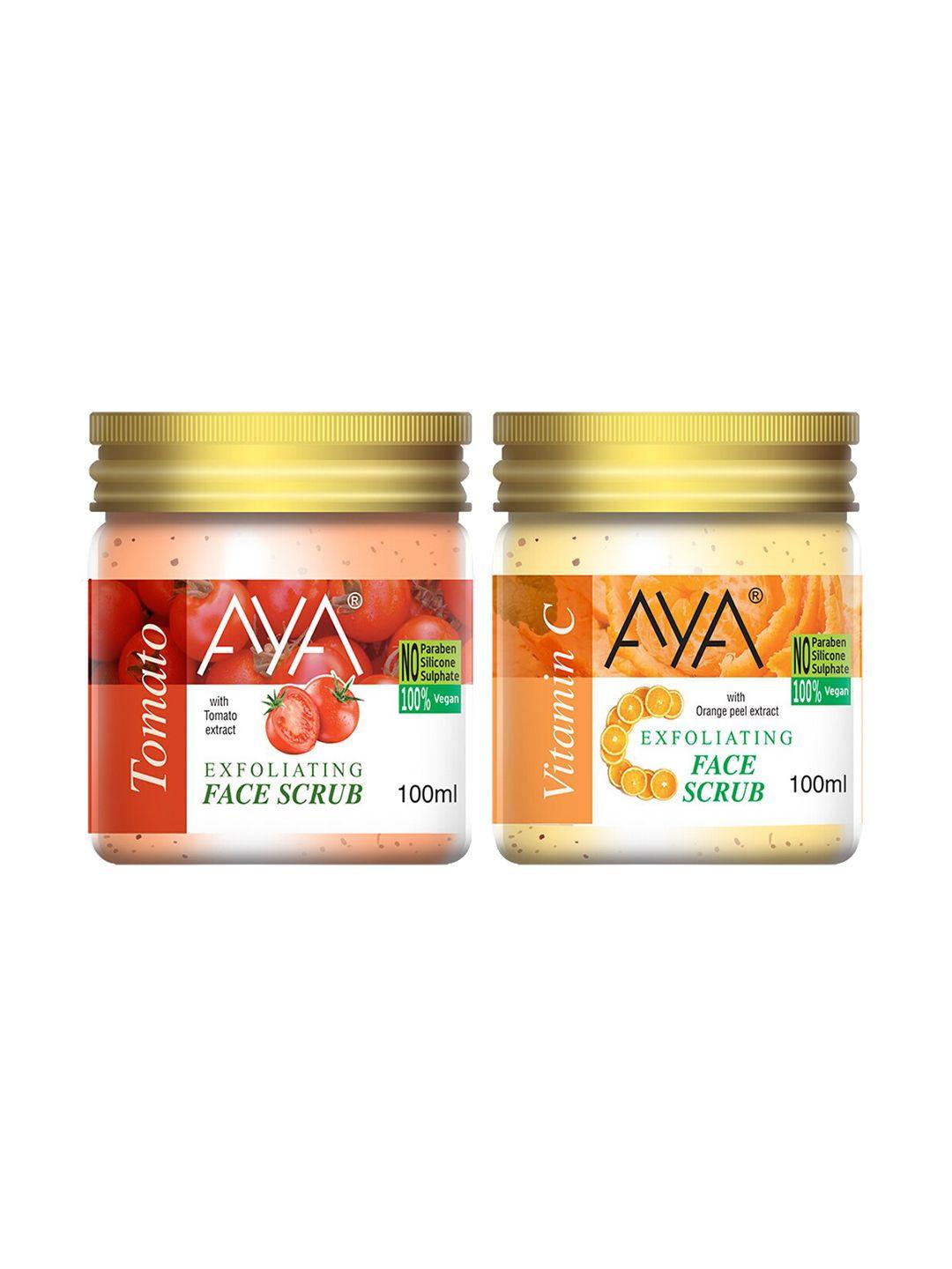 aya set of 2 vitamin c & tomato exfoliating face scrubs 100 ml each