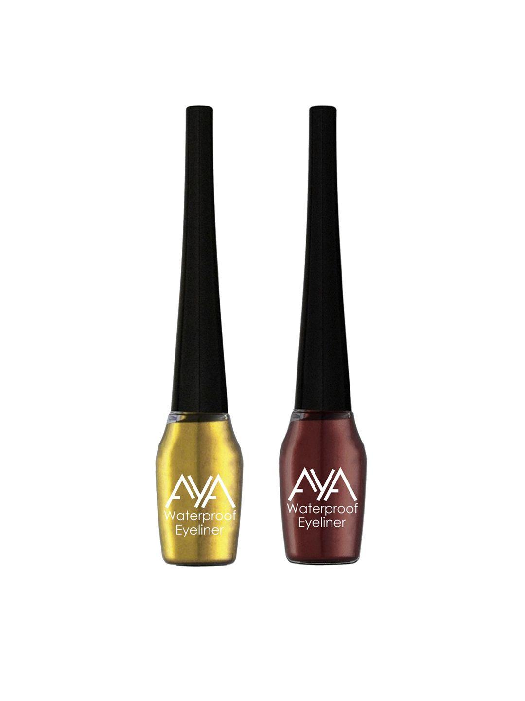 aya set of 2 waterproof eyeliner - brown & golden - 5 ml each