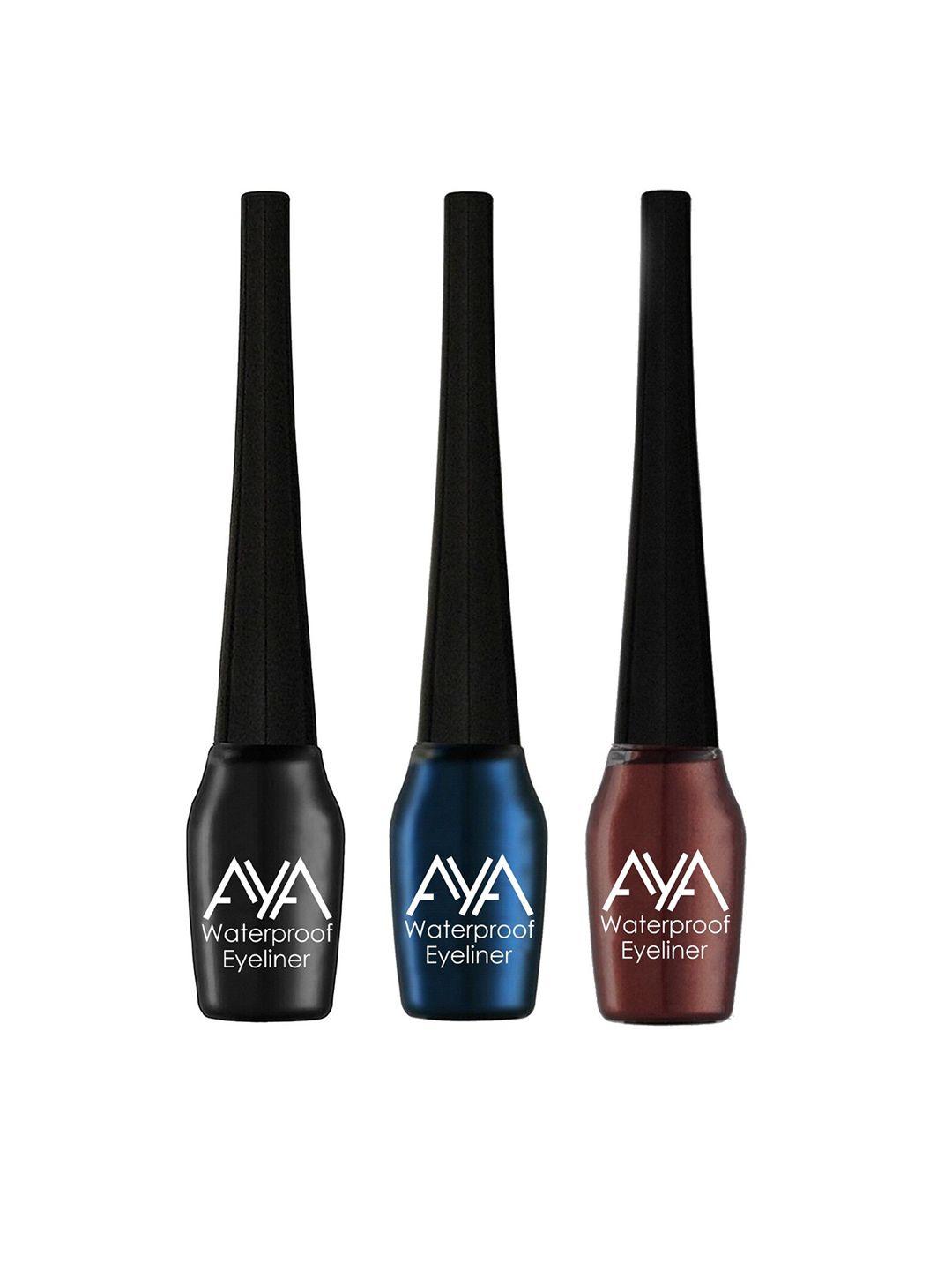 aya set of 3 assorted waterproof eyeliner 5ml each