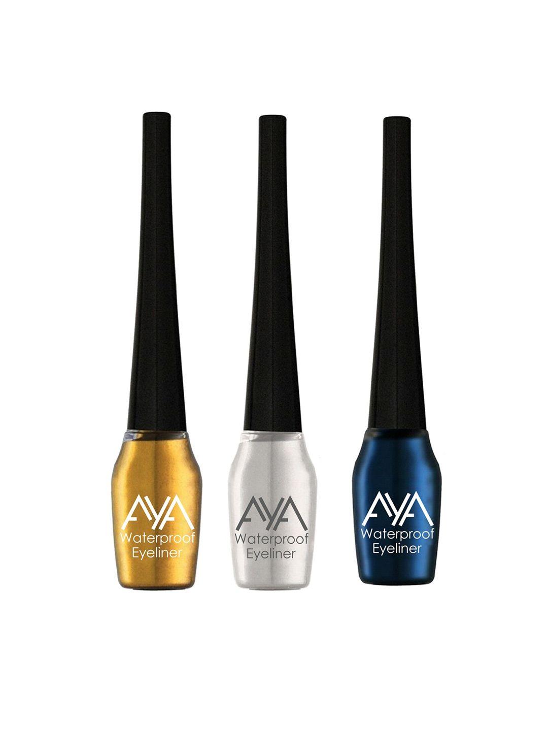 aya set of 3 assorted waterproof eyeliner 5ml each