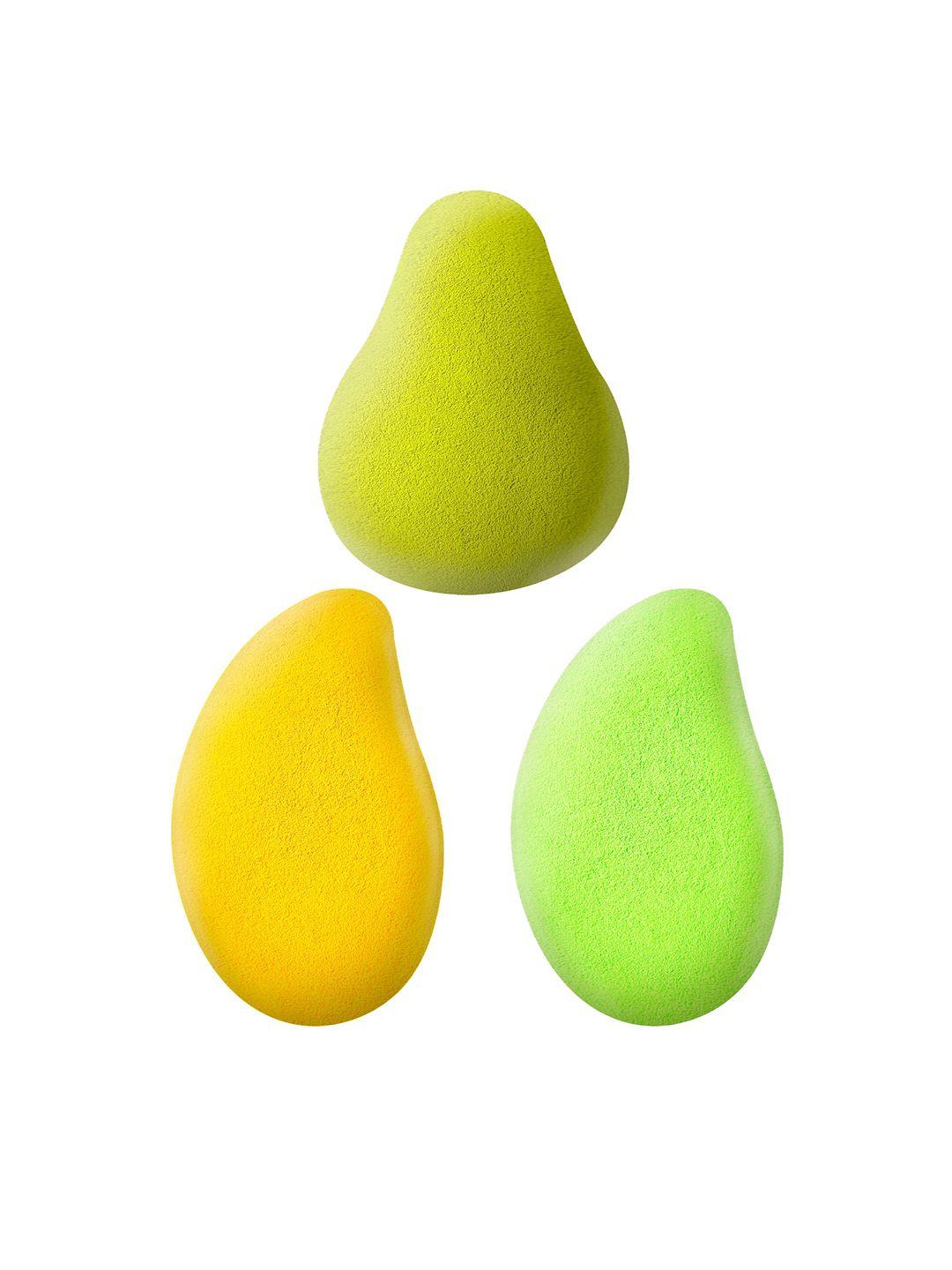aya set of 3 mango & avacoda shaped makeup sponge puff