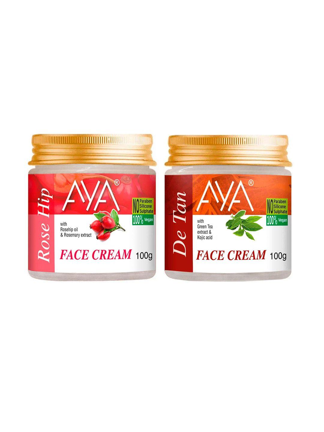 aya set of de-tan & rosehip vegan face cream - 100 g each