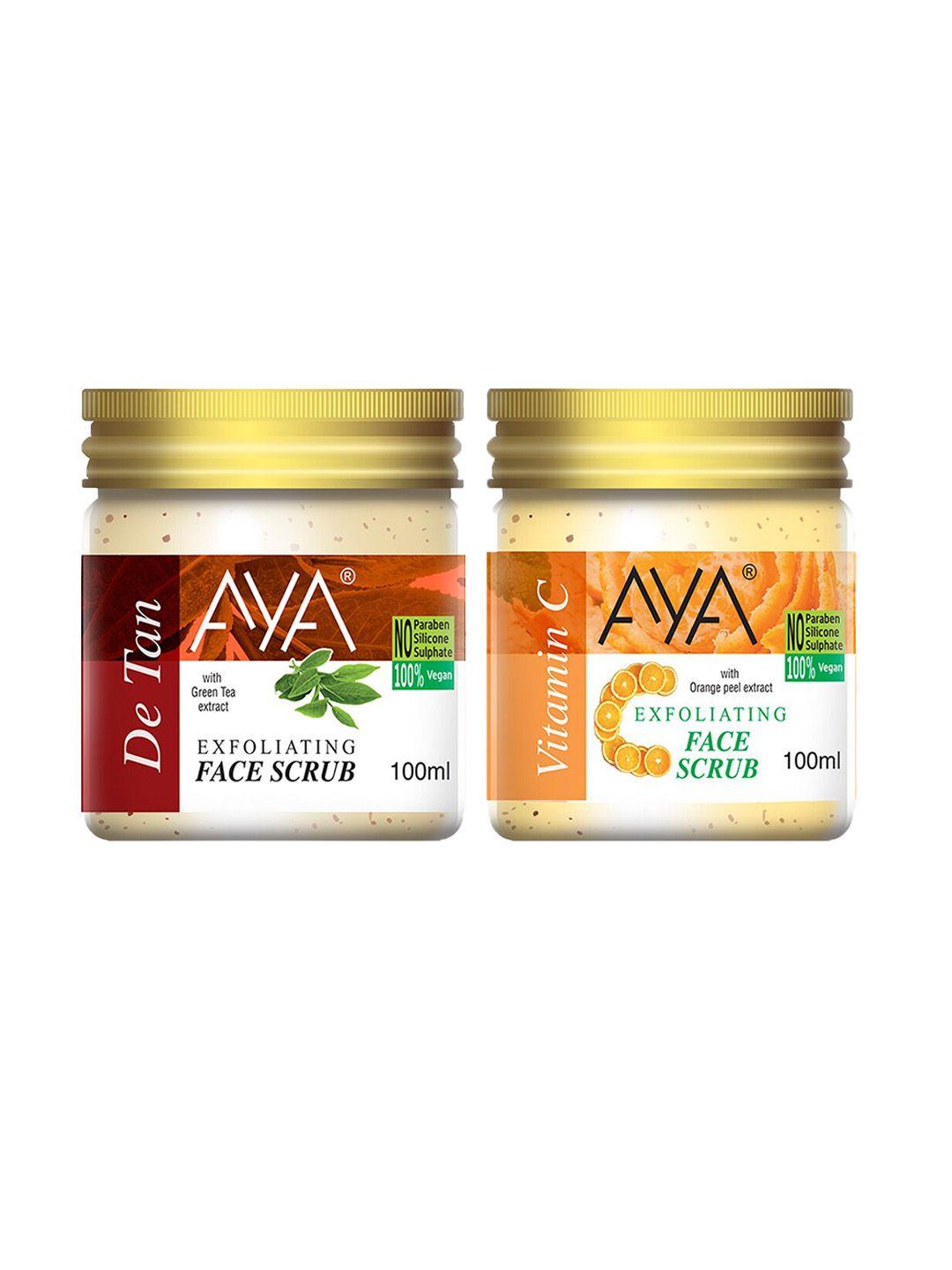 aya set of de tan & vitamin c exfoliating face scrubs - 100 ml each