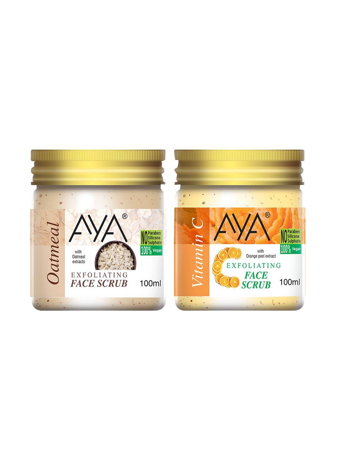 aya set of oatmeal & vitamin c exfoliating face scrubs - 100 ml each