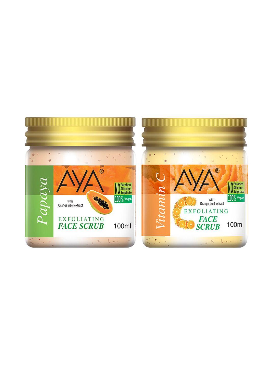 aya set of papaya & vitamin c exfoliating face scrubs - 100 ml each