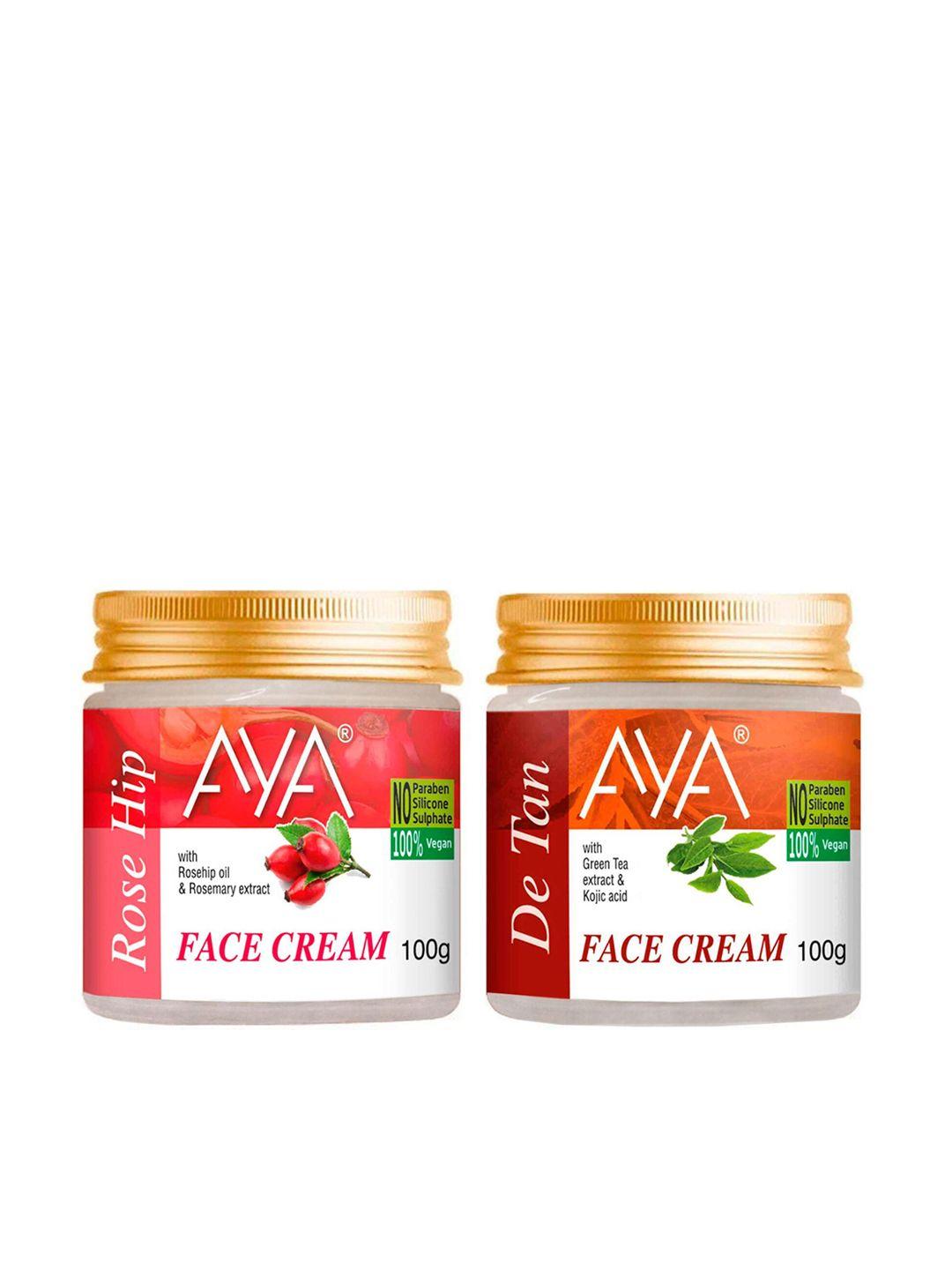 aya set of rosehip & de-tan vegan face cream - 100 g each