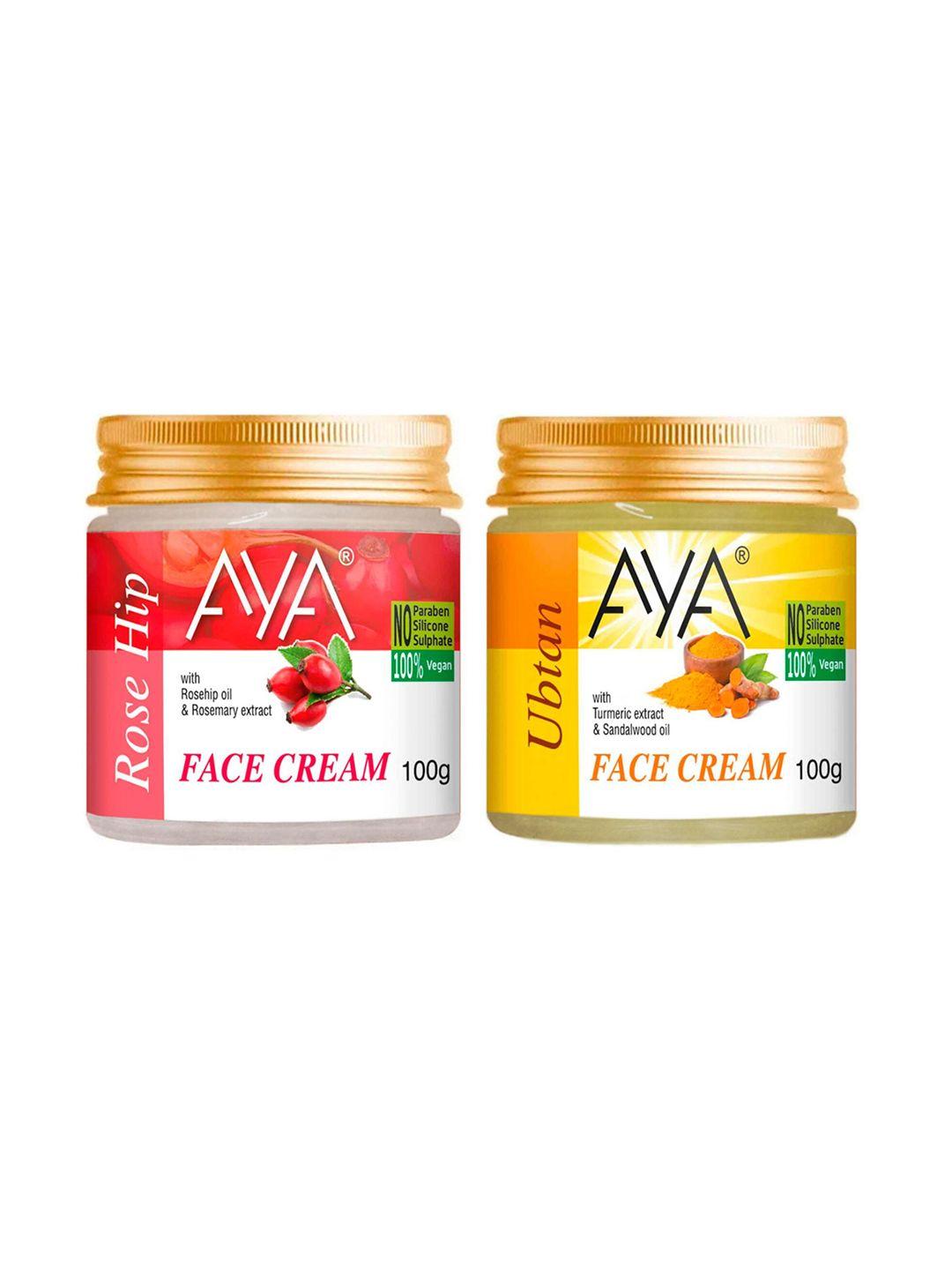 aya set of rosehip & ubtan vegan face cream - 100 g each