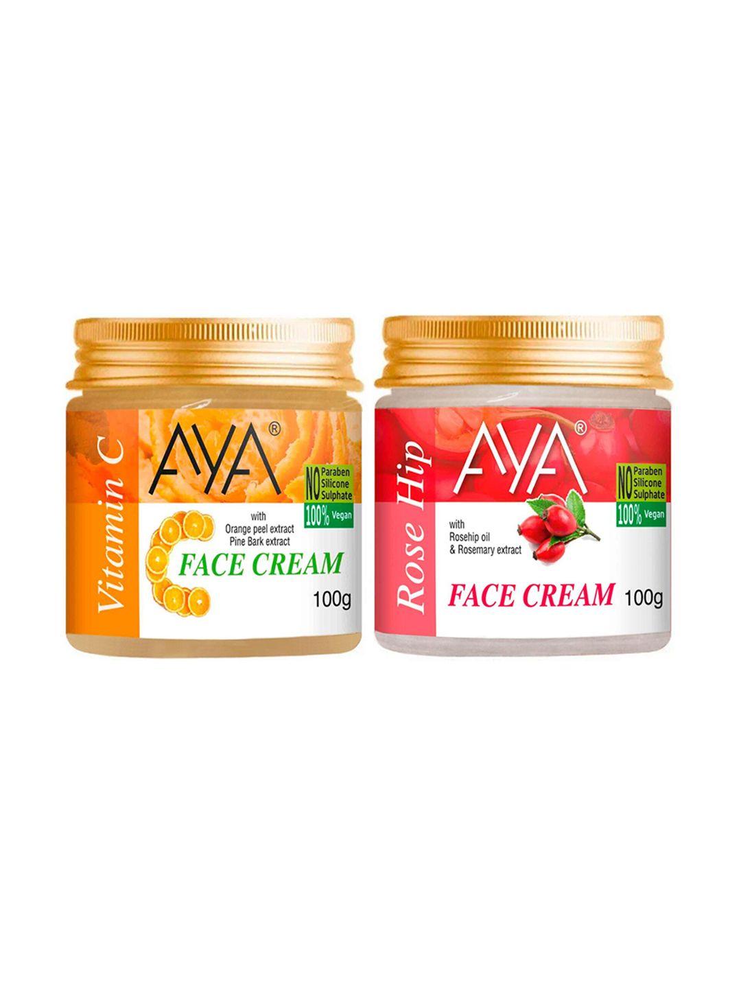 aya set of vitamin c & rosehip vegan face cream - 100 g each