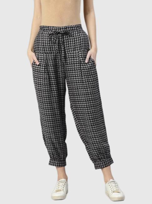 ayaany black houndstooth trousers