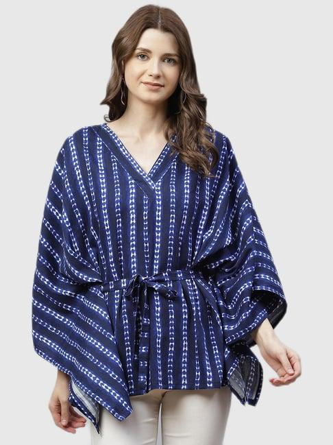 ayaany blue printed relaxed fit top