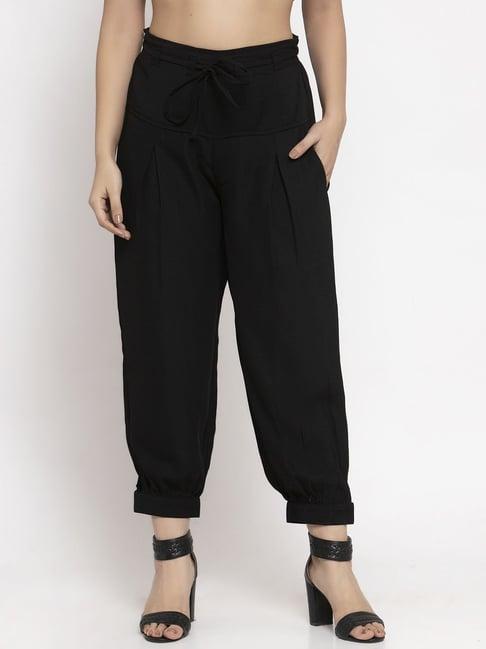 ayaany black mid rise trousers