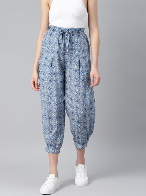 ayaany blue printed trousers