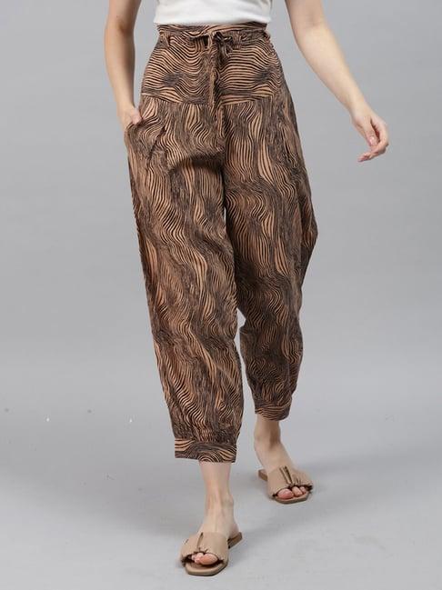 ayaany brown printed harem pants