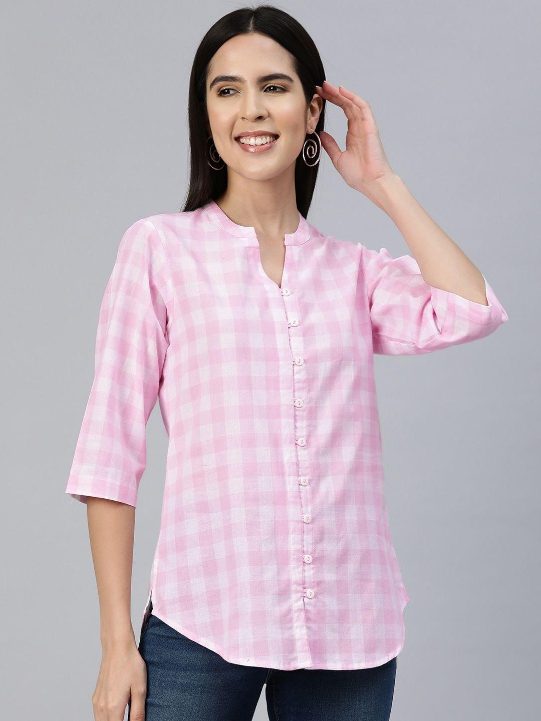 ayaany checked mandarin collar casual shirt