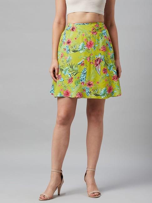 ayaany green floral print skirt