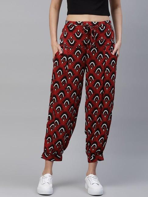 ayaany maroon mid rise trousers