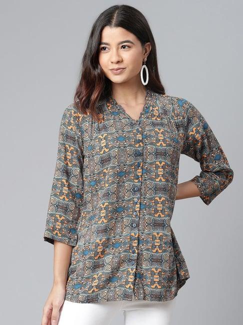 ayaany multi printed cotton top