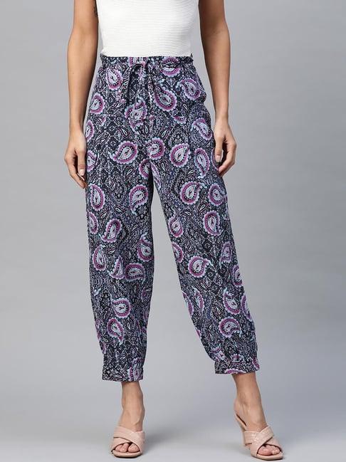 ayaany navy printed trousers