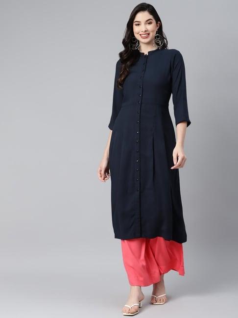 ayaany navy regular fit kurta