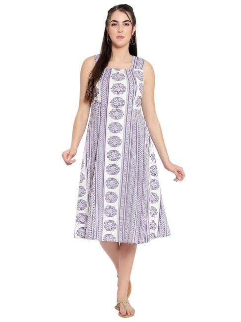 ayaany purple printed cotton dress