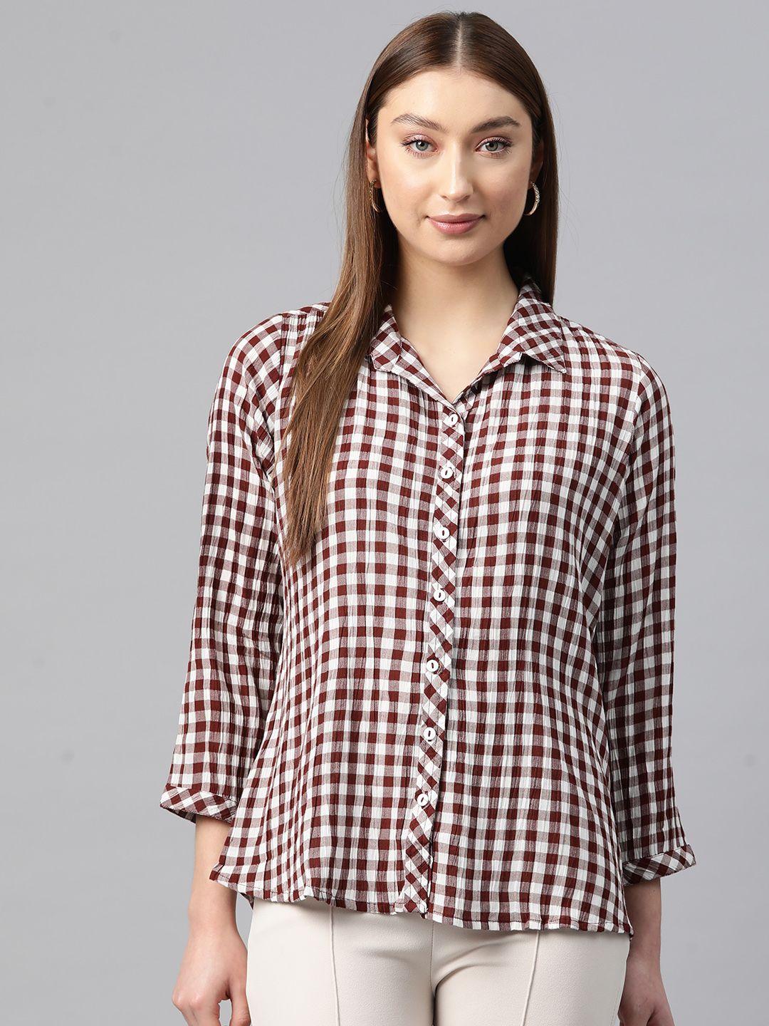 ayaany women checked casual shirt