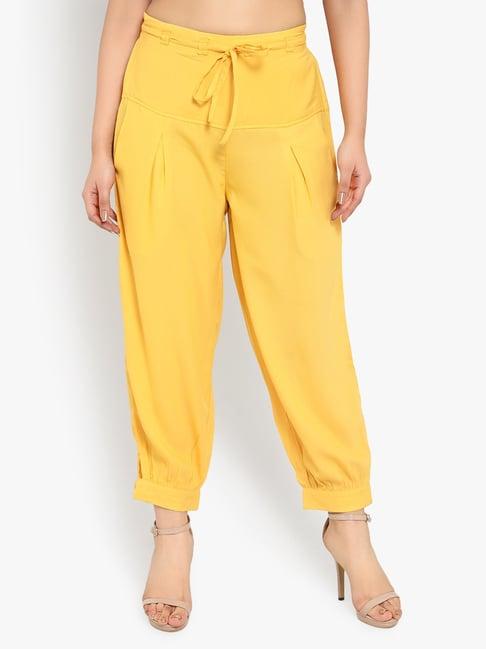 ayaany yellow mid rise trousers