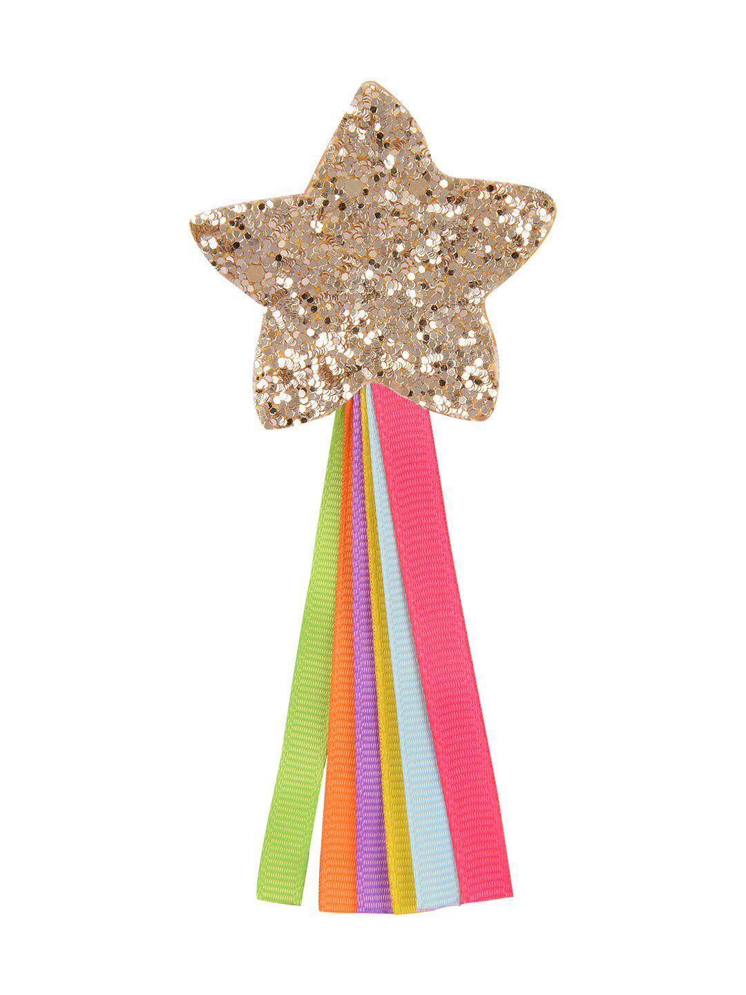 aye candy girls gold & pink embellished short dangler hair clip