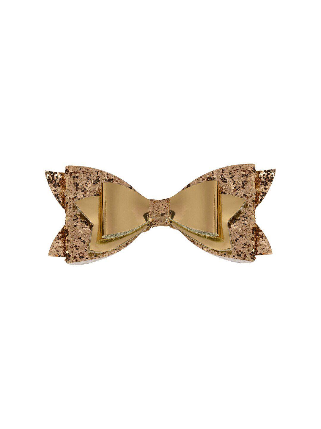 aye candy girls gold-toned embellished bow alligator hair clip