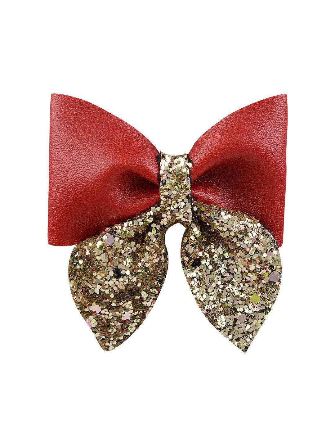 aye candy girls maroon & gold-toned embellished sailor bow alligator hair clip
