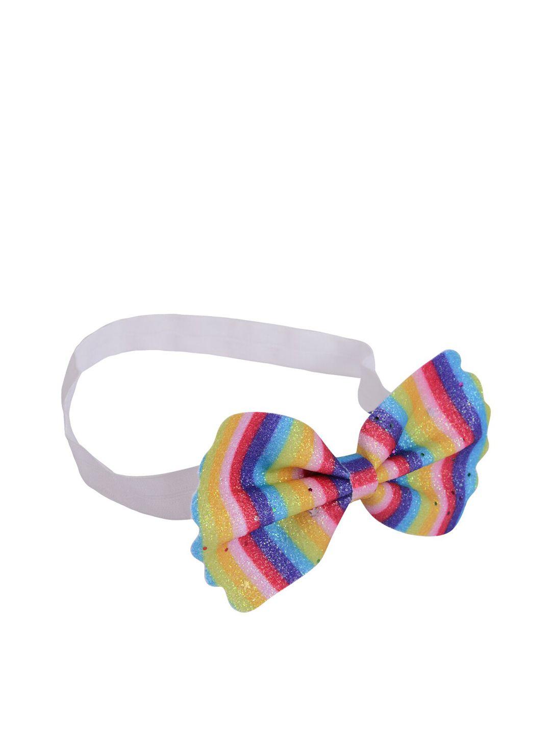 aye candy girls multi-coloured striped bow hairband