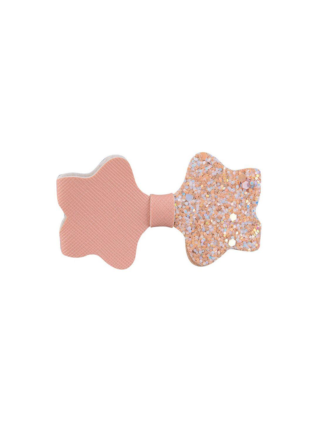 aye candy girls peach-coloured embellished star bow alligator hair clip