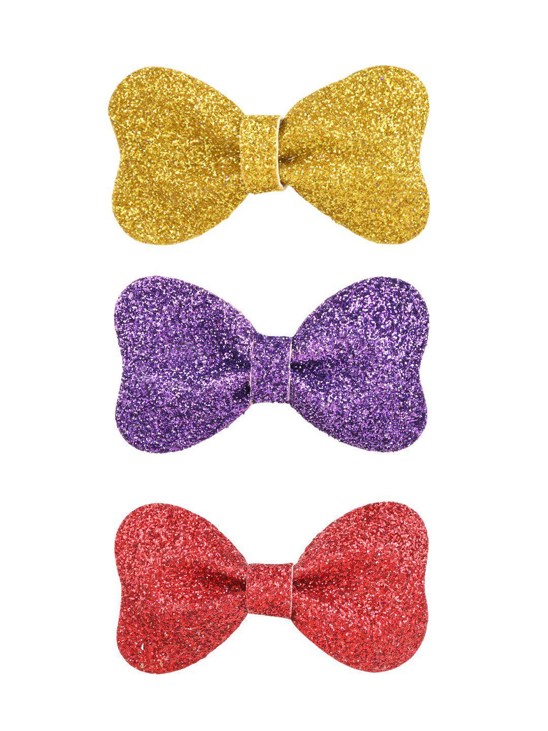 aye candy girls purple & gold-toned set of 3 alligator hair clip