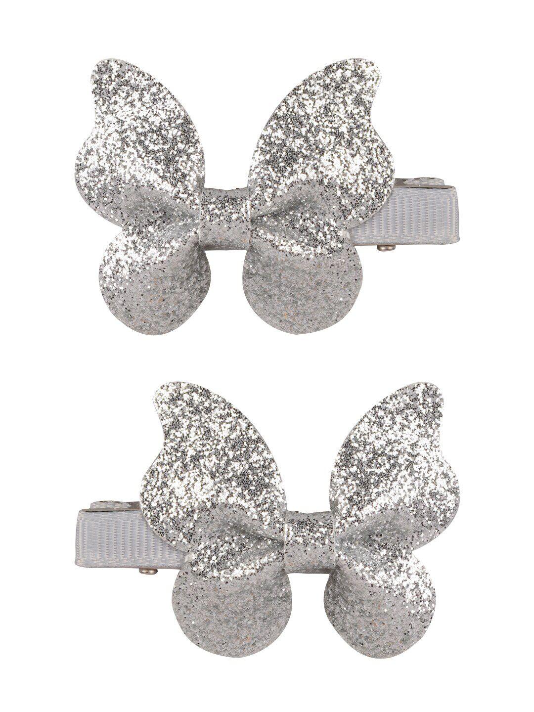 aye candy girls set of 2 silver-toned & embellished hair accessory