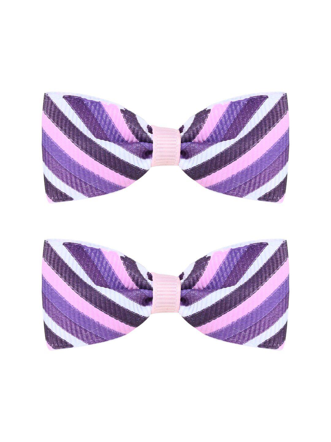 aye candy girls set of 2 striped bow alligator hair clip