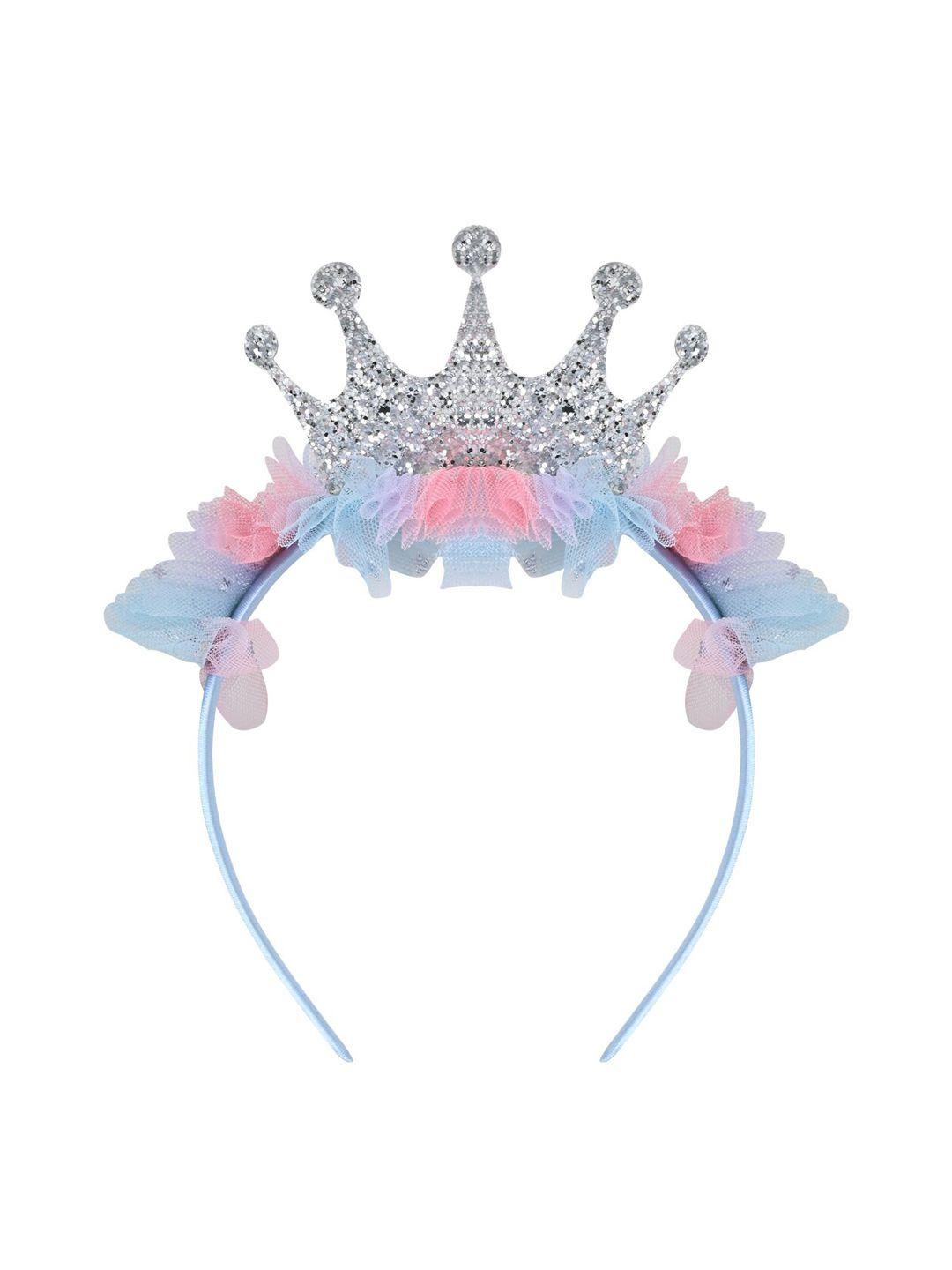 aye candy girls blue & pink tulle crown hairband