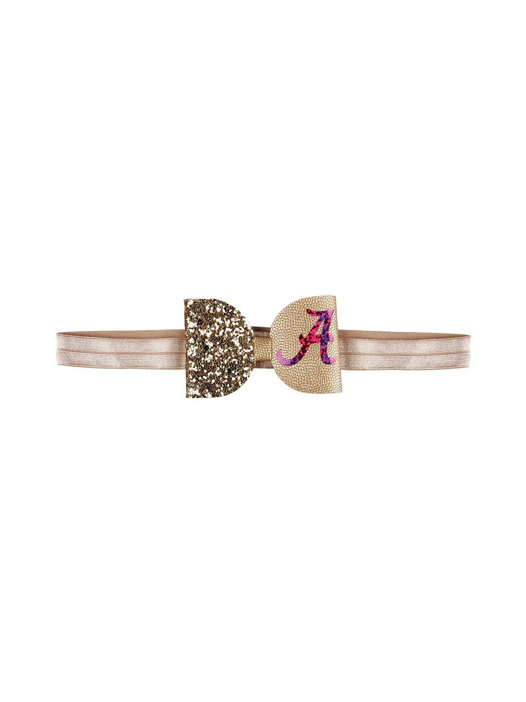 aye candy girls gold-toned & pink embellished a initial bow headband