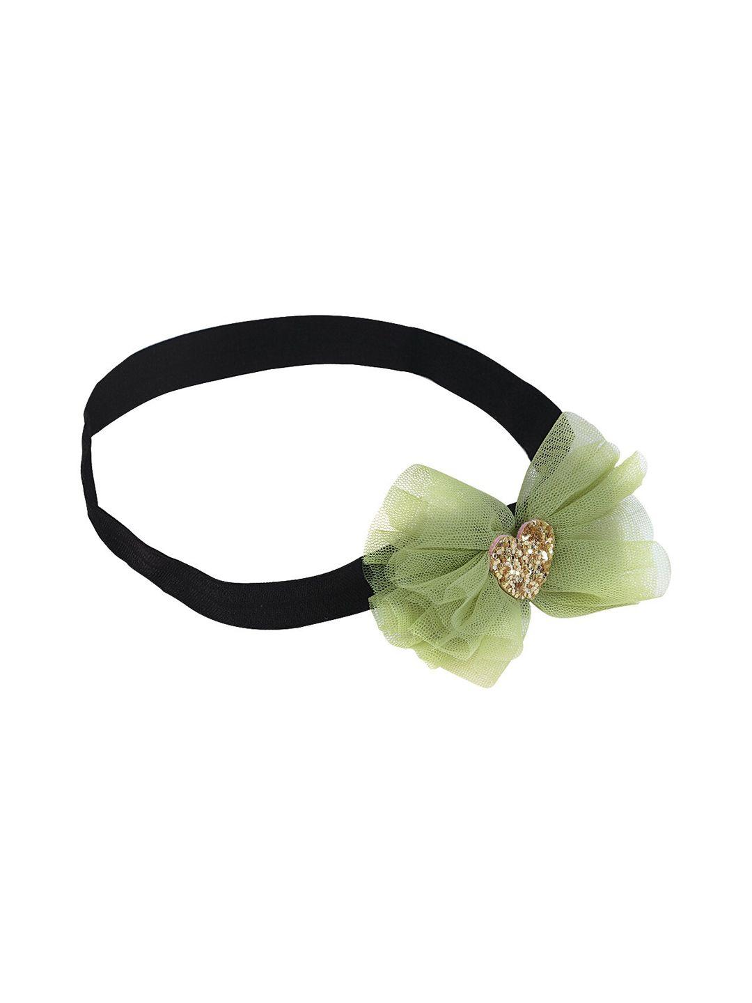 aye candy girls green & black embellished bow hairband