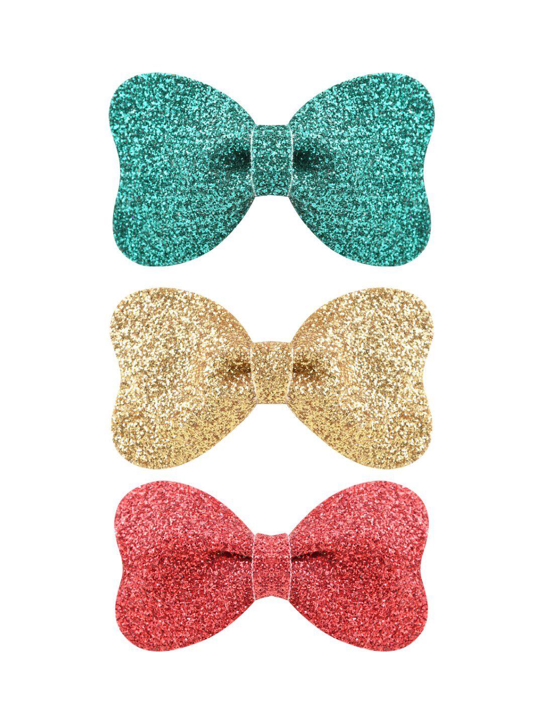 aye candy girls green & gold-toned set of 3 tic tac hair clip