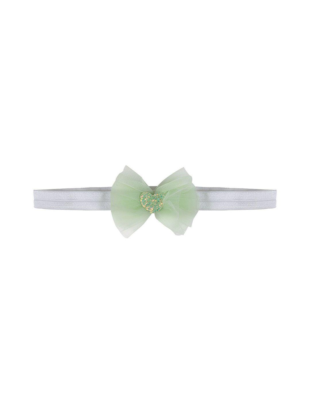 aye candy girls green & white embellished bow headband