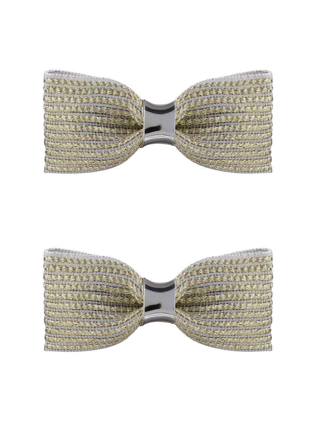 aye candy girls grey & gold-toned set of 2 embellished alligator hair clip
