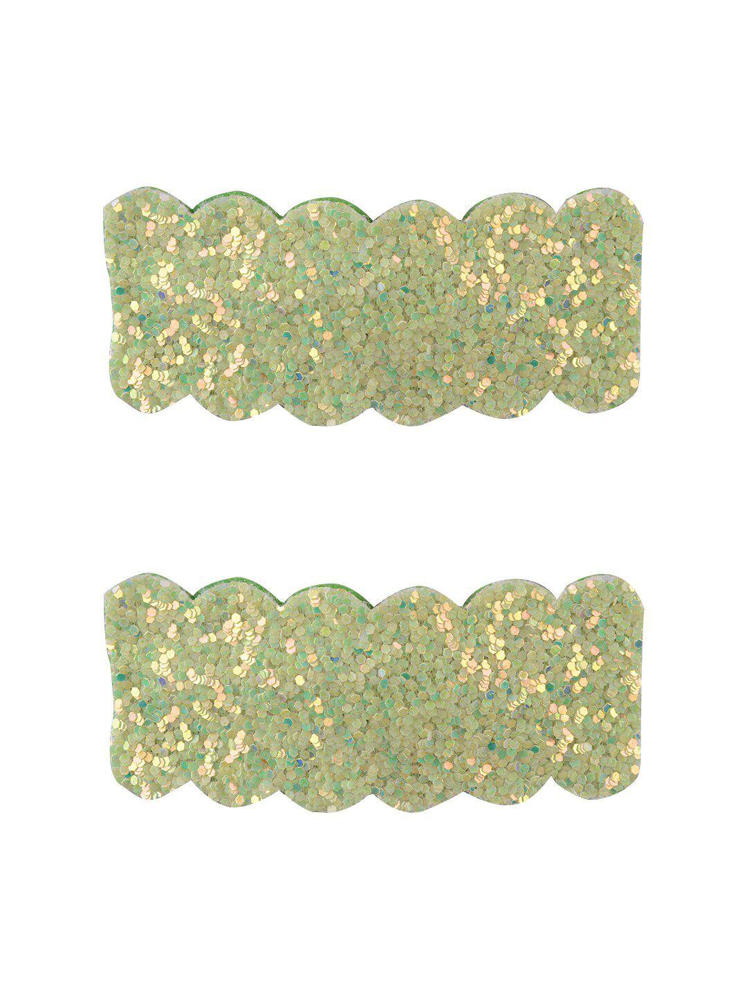 aye candy girls pack of 2 lime green embellished hair clip