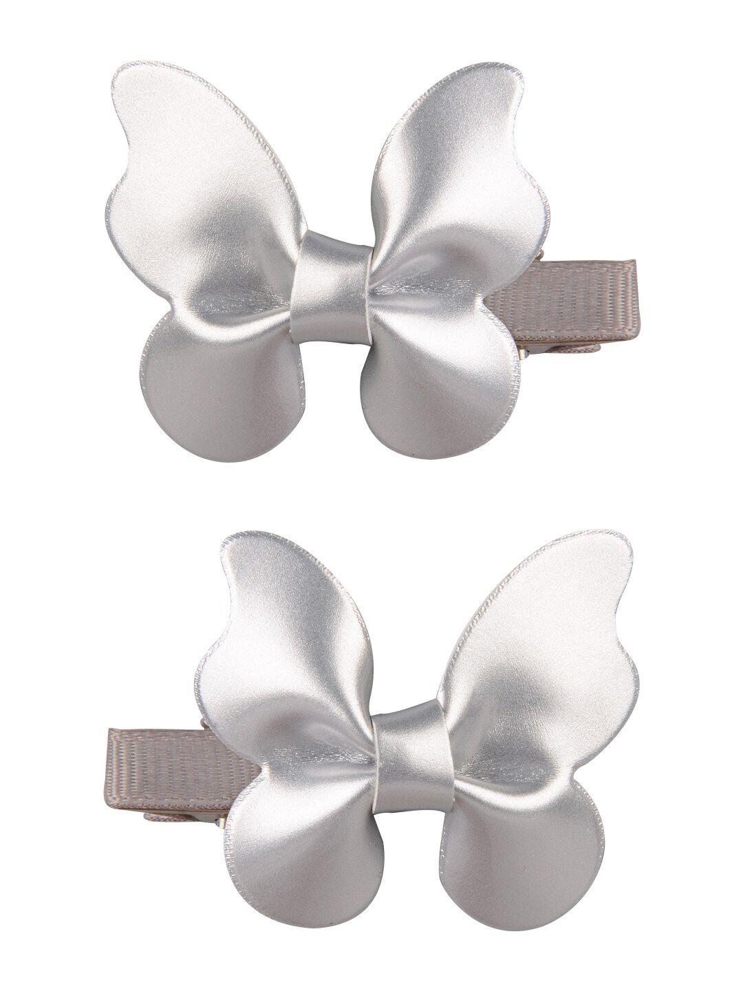 aye candy girls pack of 2 silver-toned butterfly hair clips