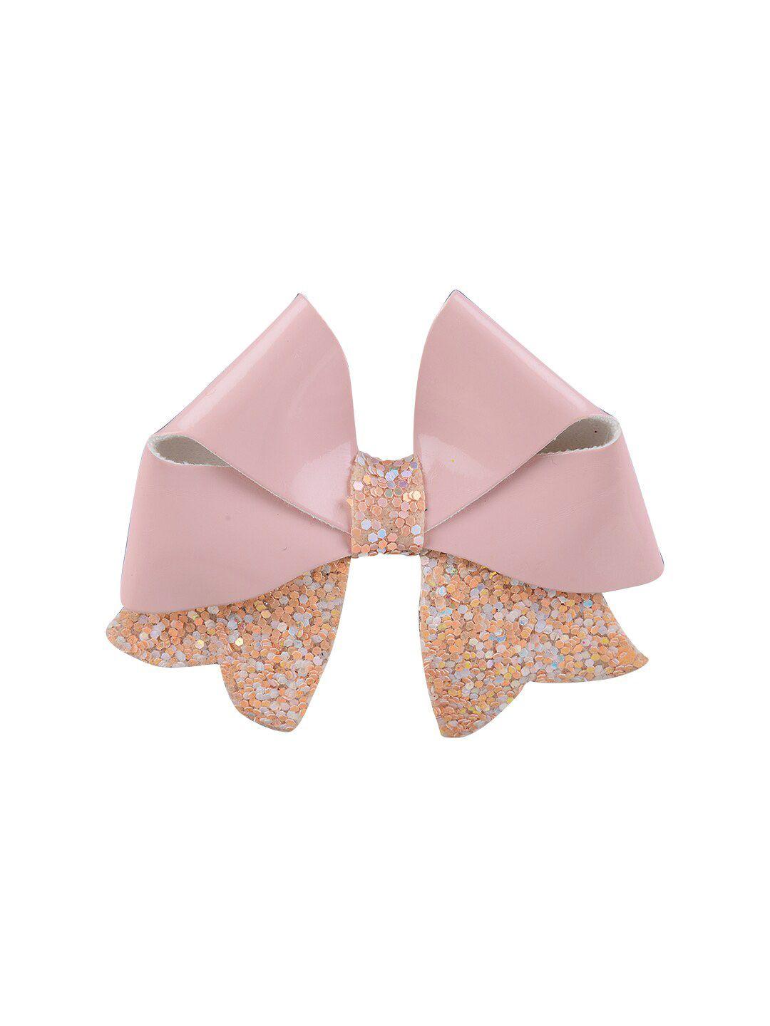 aye candy girls peach-coloured & gold-toned embellished alligator hair clip