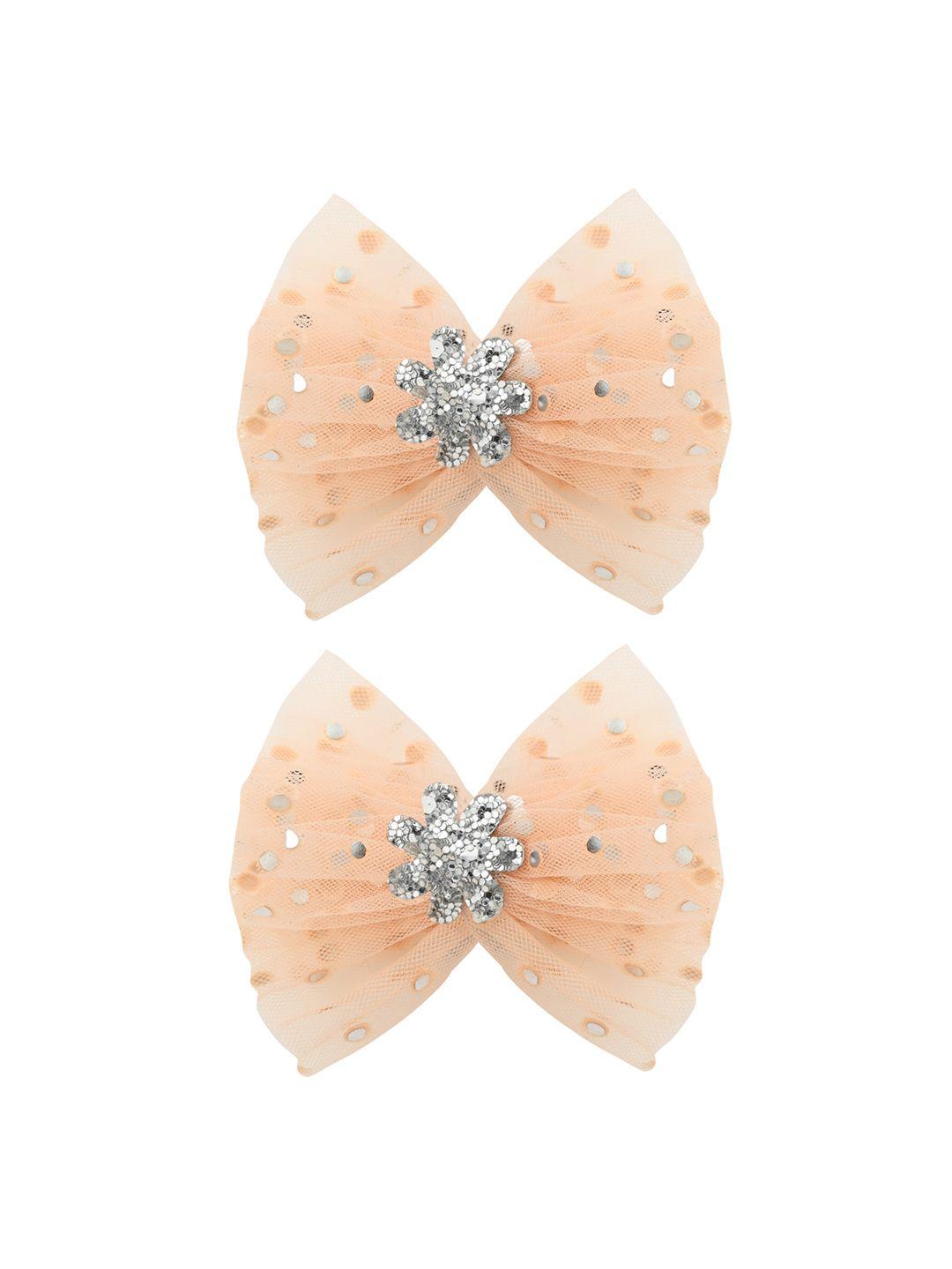 aye candy girls peach-coloured & silver-toned set of 2 alligator hair clip